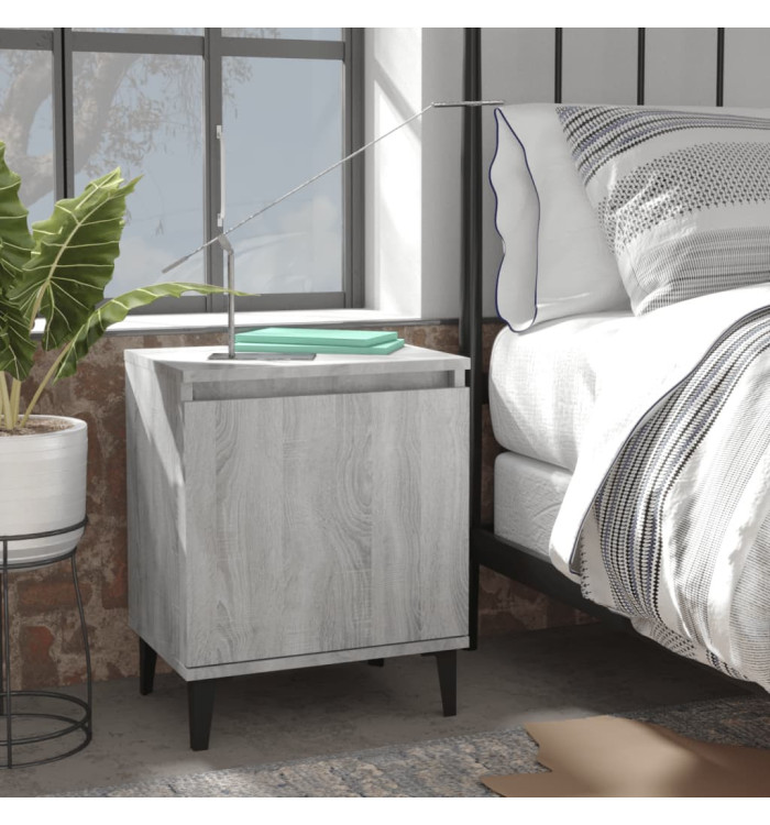 Tables de chevet avec pieds en métal sonoma gris 40x30x50 cm | Mobilier & Déco