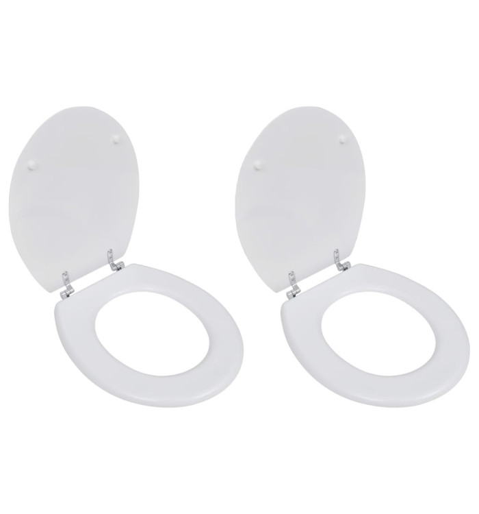 Sièges de toilette avec couvercles 2 pcs MDF Blanc | Mobilier & Déco