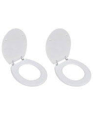 Sièges de toilette avec couvercles 2 pcs MDF Blanc | Mobilier & Déco