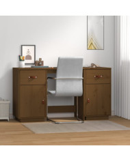 Bureau avec armoires Marron miel 135x50x75cm Bois massif de pin | Mobilier & Déco