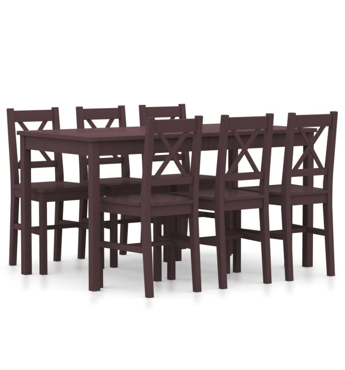 Ensemble de salle à manger 7 pcs Pinède Marron foncé | Mobilier & Déco