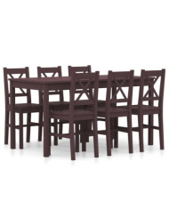 Ensemble de salle à manger 7 pcs Pinède Marron foncé | Mobilier & Déco