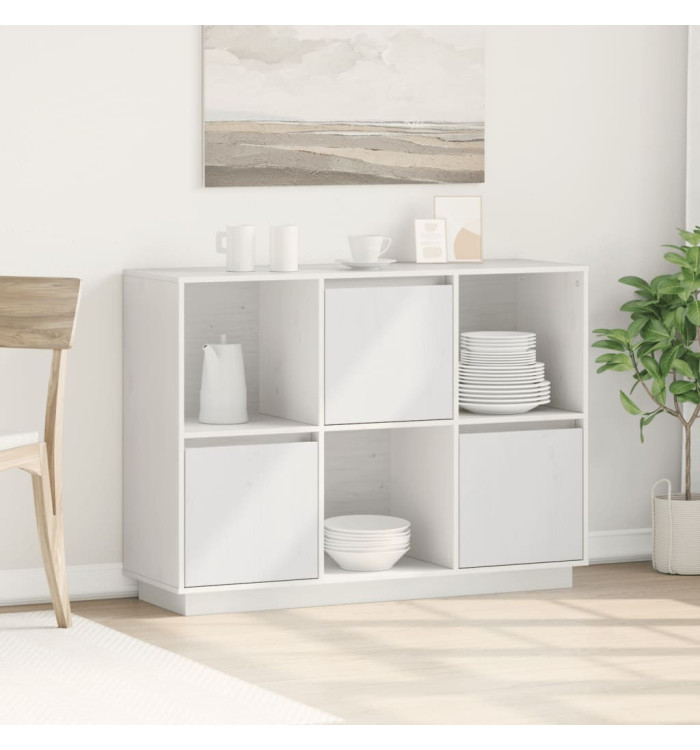 Buffet Blanc 110,5x35x80 cm Bois massif de pin | Mobilier & Déco