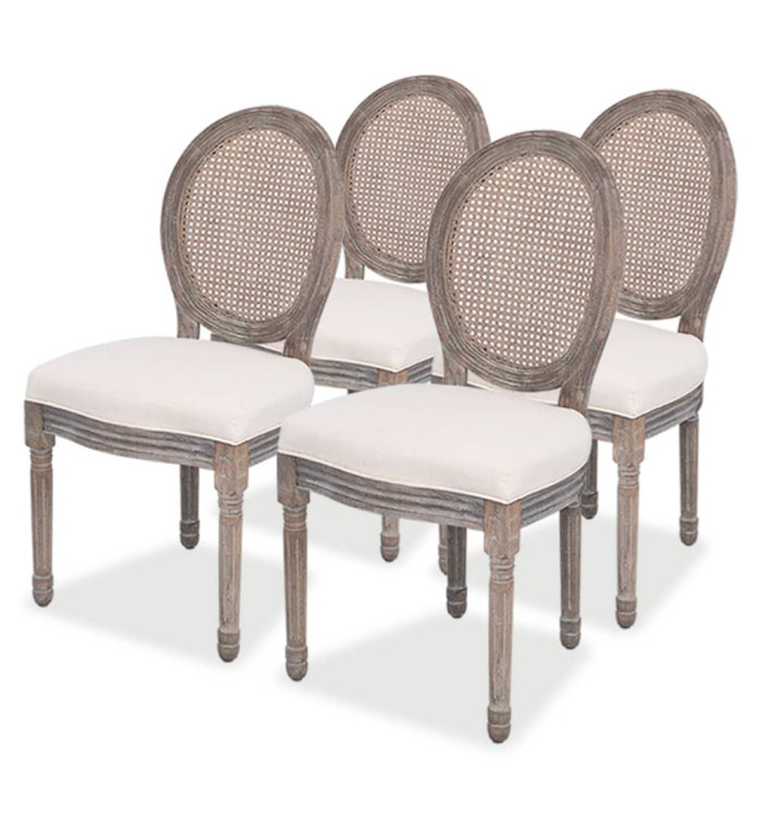 Chaises à manger lot de 4 crème tissu | Mobilier & Déco