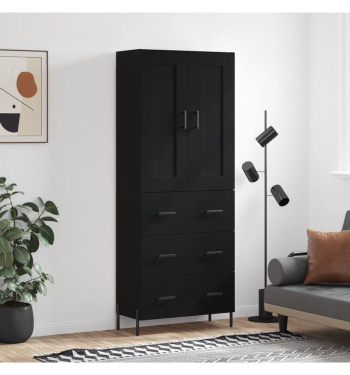 Buffet haut Noir 69,5x34x180 cm Bois d'ingénierie | Mobilier & Déco