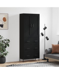 Buffet haut Noir 69,5x34x180 cm Bois d'ingénierie | Mobilier & Déco