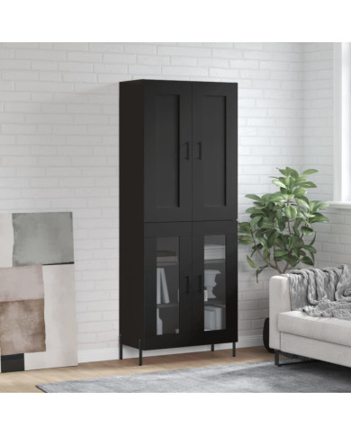 Buffet haut Noir 69,5x34x180 cm Bois d'ingénierie | Mobilier & Déco