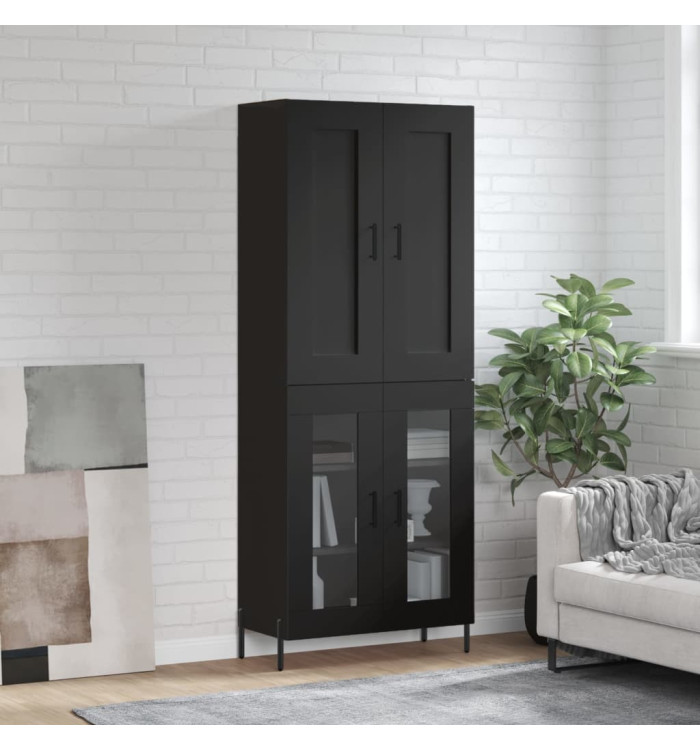 Buffet haut Noir 69,5x34x180 cm Bois d'ingénierie | Mobilier & Déco