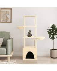 Arbre à chat avec griffoirs en sisal crème 147 cm | Mobilier & Déco