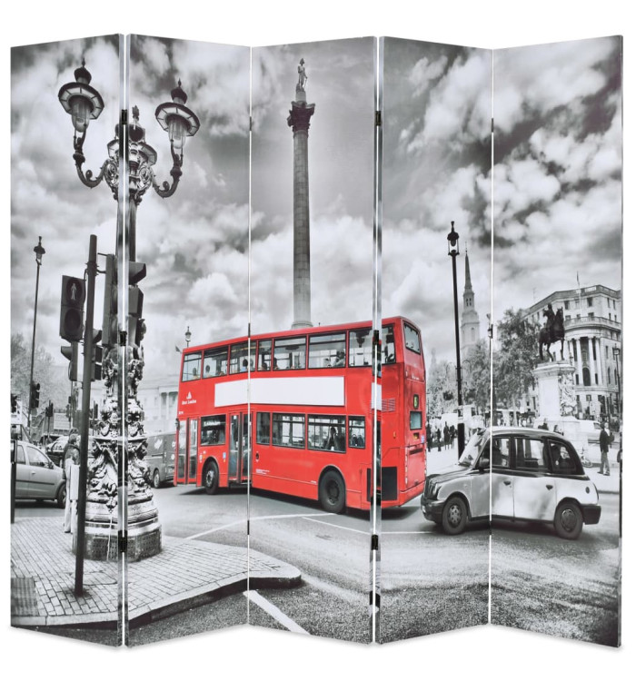 Cloison de séparation 200 x 170 cm Bus londonien Noir et blanc | Mobilier & Déco