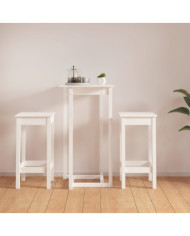 Ensemble de bar 3 pcs Blanc Bois de pin massif | Mobilier & Déco