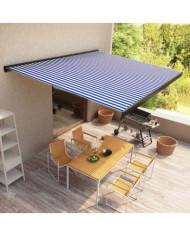 Store à cassette motorisé 500x300 cm Bleu et blanc | Mobilier & Déco