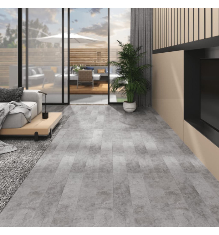Dalles de plancher PVC 5,02 m² 2 mm autoadhésif gris béton | Mobilier & Déco