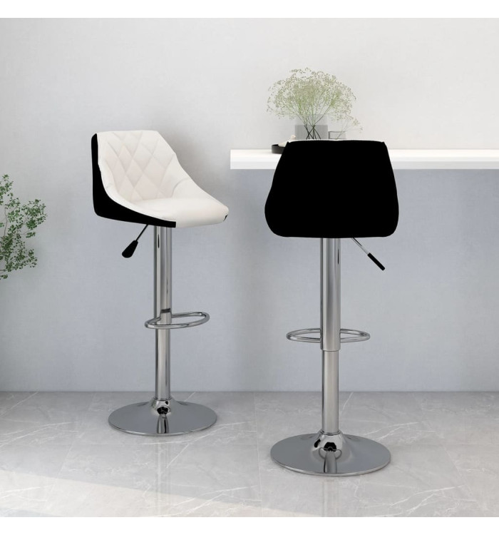 Tabourets de bar lot de 2 blanc et noir similicuir | Mobilier & Déco