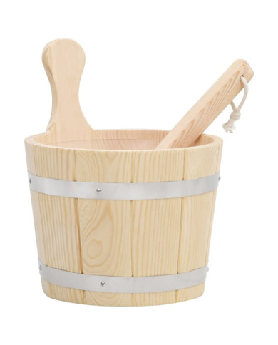 Ensemble de seau et louche pour sauna Bois massif de pin | Mobilier & Déco