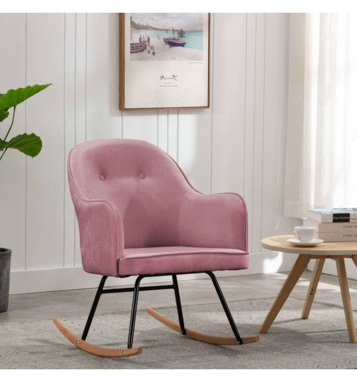 Chaise à bascule Rose Velours | Mobilier & Déco