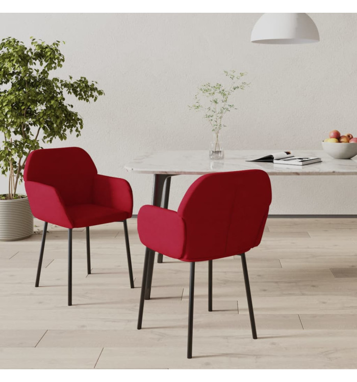 Chaises à manger lot de 2 Rouge bordeaux Velours | Mobilier & Déco