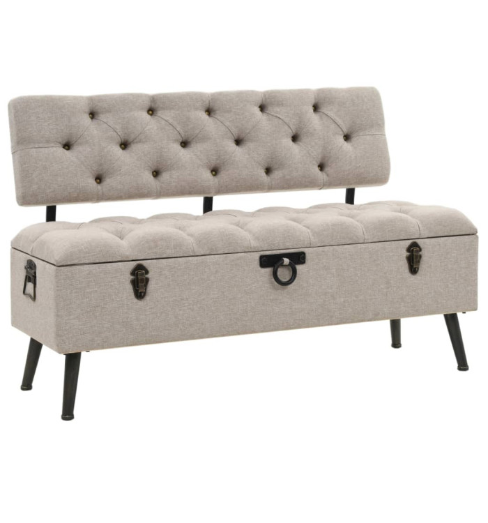 Banc de rangement avec dossier 110 cm Crème Tissu | Mobilier & Déco