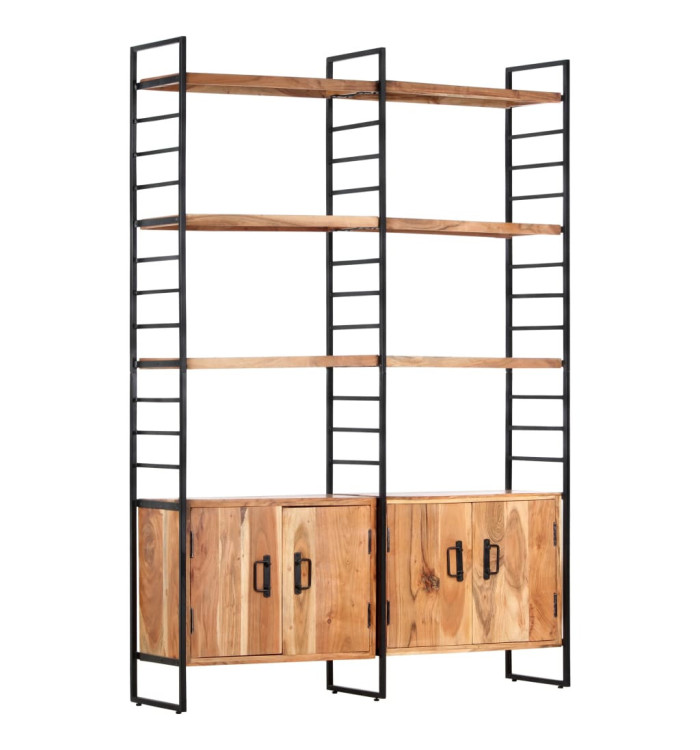 Bibliothèque à 4 niveaux 124x30x180 cm Bois d'acacia massif | Mobilier & Déco