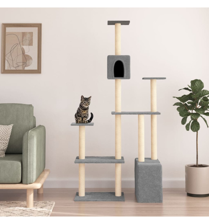 Arbre à chat avec griffoirs en sisal Gris clair 180 cm | Mobilier & Déco