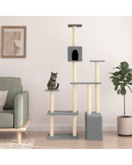 Arbre à chat avec griffoirs en sisal Gris clair 180 cm | Mobilier & Déco