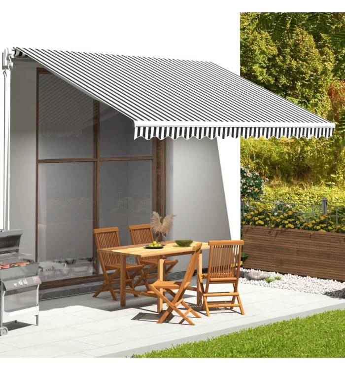 Tissu de remplacement pour auvent Anthracite et blanc 4,5x3,5 m | Mobilier & Déco