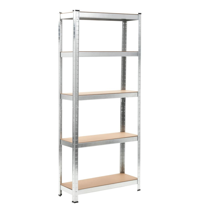 Étagère de rangement 5 niveaux Argenté Acier et bois ingénierie | Mobilier & Déco