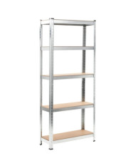 Étagère de rangement 5 niveaux Argenté Acier et bois ingénierie | Mobilier & Déco