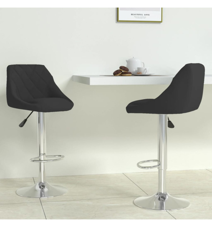 Tabourets de bar lot de 2 noir velours | Mobilier & Déco