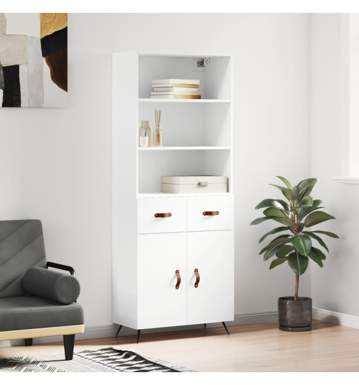 Buffet haut Blanc 69,5x34x180 cm Bois d'ingénierie | Mobilier & Déco