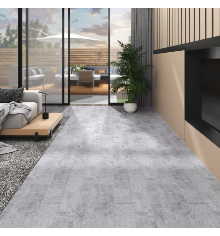 Planches de plancher PVC non auto-adhésif 5,26m²2mm Gris ciment | Mobilier & Déco