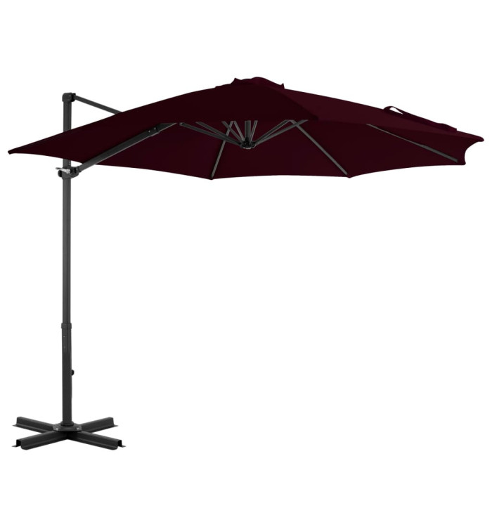 Parasol de jardin en porte-à-faux avec mât en aluminium rouge | Mobilier & Déco