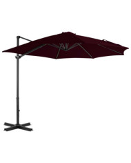 Parasol de jardin en porte-à-faux avec mât en aluminium rouge | Mobilier & Déco