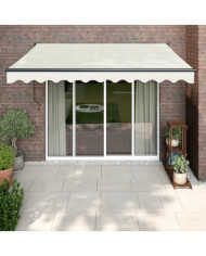 Auvent rétractable crème 3,5x2,5 m tissu et aluminium | Mobilier & Déco