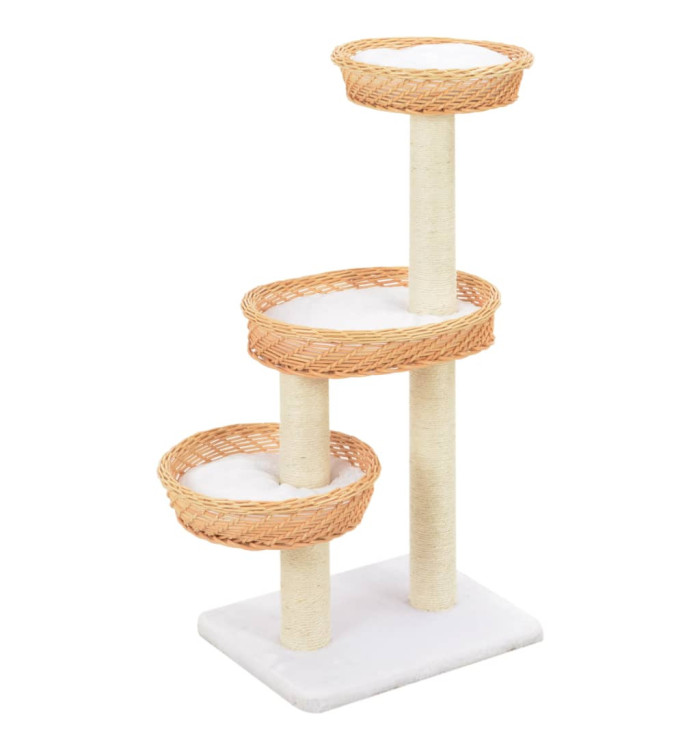 Arbre à chat avec griffoir en sisal Naturel Bois de saule | Mobilier & Déco