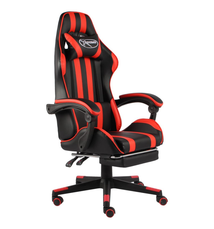 Fauteuil de jeux vidéo et repose-pied Noir et rouge Similicuir | Mobilier & Déco