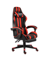 Fauteuil de jeux vidéo et repose-pied Noir et rouge Similicuir | Mobilier & Déco