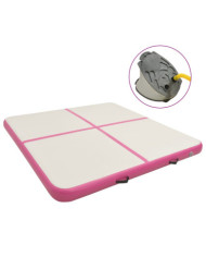 Tapis gonflable de gymnastique avec pompe 200x200x15cm PVC Rose | Mobilier & Déco