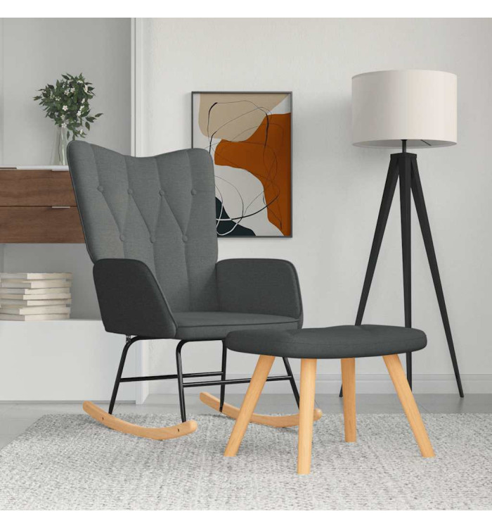 Chaise à bascule avec repose-pied Gris foncé Tissu | Mobilier & Déco