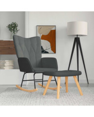 Chaise à bascule avec repose-pied Gris foncé Tissu | Mobilier & Déco