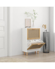 Armoire à chaussures Blanc 52x25x80 cm Bois d'ingénierie/rotin | Mobilier & Déco