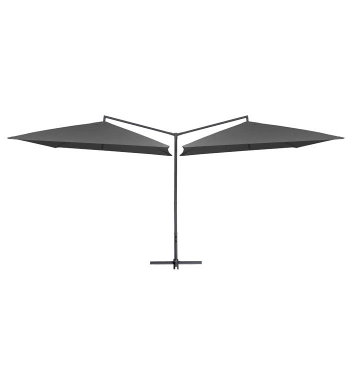 Parasol double avec mât en acier 250 x 250 cm Anthracite | Mobilier & Déco