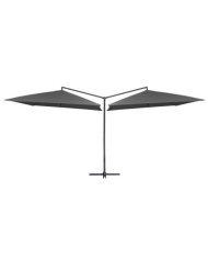 Parasol double avec mât en acier 250 x 250 cm Anthracite | Mobilier & Déco