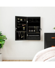 Armoire à bijoux avec miroir et éclairage LED mural noir | Mobilier & Déco