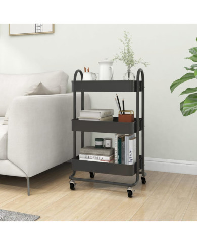 Chariot à 3 niveaux Anthracite 43x34x79 cm Acier | Mobilier & Déco