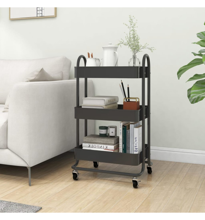 Chariot à 3 niveaux Anthracite 43x34x79 cm Acier | Mobilier & Déco