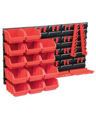 Kit de bacs de stockage et panneaux muraux 39 pcs Rouge et noir | Mobilier & Déco