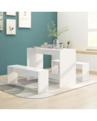 Ensemble à manger 3 pcs Blanc Bois d'ingénierie | Mobilier & Déco
