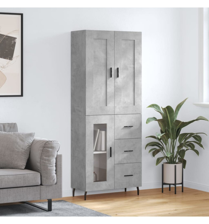 Buffet haut Gris béton 69,5x34x180 cm Bois d'ingénierie | Mobilier & Déco
