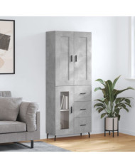 Buffet haut Gris béton 69,5x34x180 cm Bois d'ingénierie | Mobilier & Déco